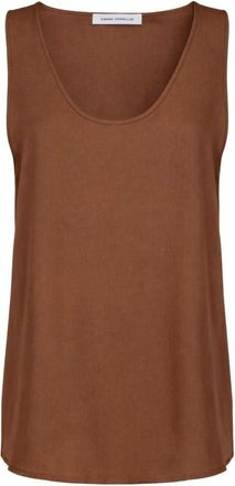 Simona Corsellini Top Basic in Twill di Viscosa - Dames - Tops zonder mouwen - Bruin - XS - Tops