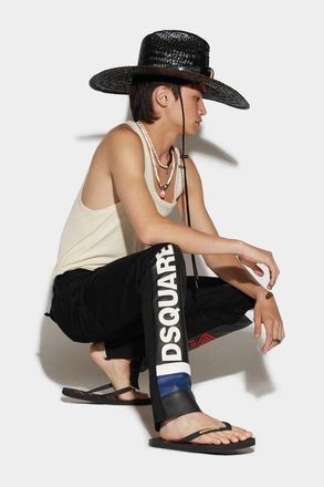 Dsquared2 MenS Black Trousers With Bold Lettering, Size 36