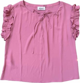 Meimeij Womens Ruffle Sleeve Blouse In Pink Floyd