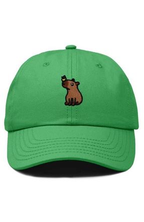 Dalix Capybara Embroidered Everyday Hat in Kelly Green at Nordstrom