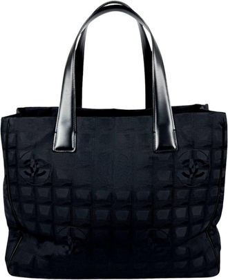 Chanel Black New Travel Line Leather Tote Bag (Pre-Owned)