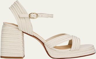 Castaner Valle Metallic Raffia Platform Sandals