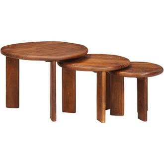 vidaXL Nesting Coffee Tables 3 pcs Honey Brown Solid Mango Wood vidaXL