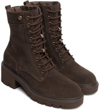Nero Giardini Block Heel Combat Boot in Chocolate at Nordstrom, Size 41