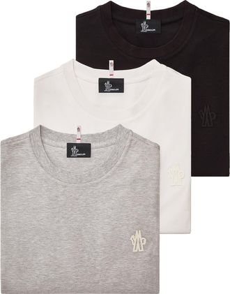 Moncler Moncler Logo Patch Cotton Blend T-shirt (three Pack), Men, Multicolor, Size: Xl