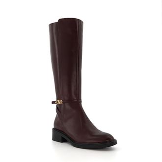 Dune London Womens Ladies Tia - Branded-Buckle Equestrian Boots - Burgundy Leather - Size UK 3