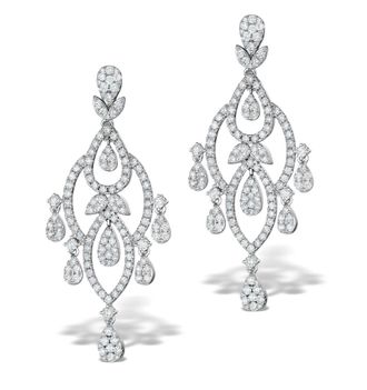 The Diamond Store Pyrus Lab Diamond Drop Chandelier Earrings 5ct in 9K White Gold