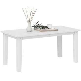 OUTSUNNY HDPE Rectangle Garden Coffee Table - Slatted Outdoor Table - White | TJ Hughes