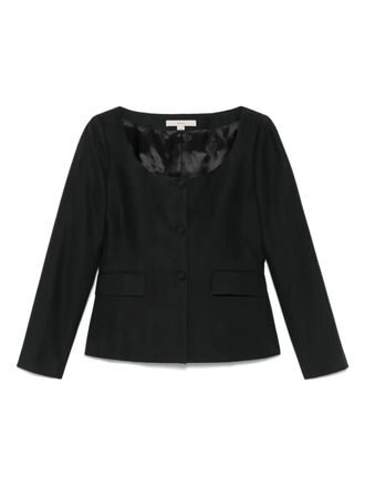 Remain open-neck jacket - women - Polyester/Linen/Flax/Lyocell/Viscose - 38 - Black