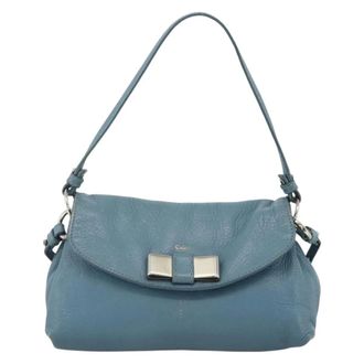 Chlo&eacute; Lily Leather Blue Leather Handbag (Pre-Owned)