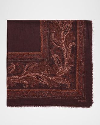 Saint Laurent Geometric Paisley Cashmere Scarf