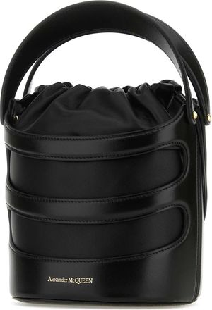 Alexander McQueen Womens The Rise Bucket Bag Black Leather