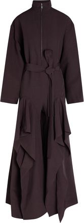 Alaia Ruffle Poplin Jumpsuit - Aubergine - 38 (UK10 / S)