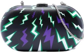 Prada Pre-owned Printed Leather Crossbody Bag - Dames - Vintage Clutch - Zwart - ONE Size - Vintage