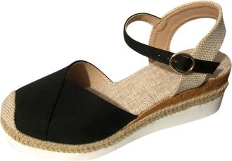 Generic Ladies Wedge Espadrilles Sandals Womens Closed Toe Mid Heel Espadrille Summer Buckle Ankle Strap Flatforms Comfy Casual Holiday Shoes Backless Orthope