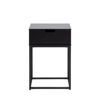 DRAWER Mesita de noche con 1 caj&oacute;n de madera - Negro