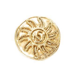 Chanel CC Round Sun Brooch Pin Broche