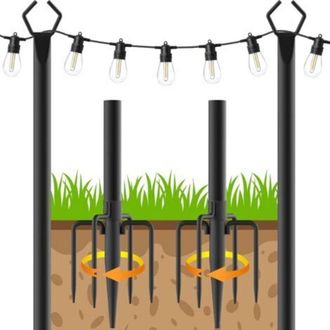 OEM Poste De Iluminaci&oacute;n Para Terraza - 2 Paquetes De 3 M Para Uso Exterior. Poste De Iluminaci&oacute;n De Acero Para La Decoraci&oacute;n Exterior Del Jard&iacute;n O Patio 