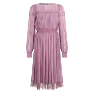Alberta Ferretti Kleedjes, Dames, Roze, M, Elegant roze jurk met geplooide rok