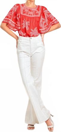 Flying Tomato Printed Woven Top In Red