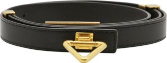 Bottega Veneta Metallic Turn-Lock Kalfsleren Riem - Dames - Riemen - Bruin - 70 CM - Leer - Accessoires