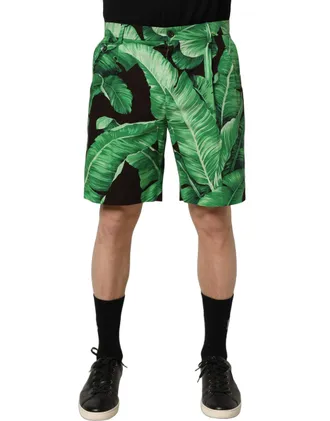 Dolce & Gabbana Banana Leaf Print Bermuda Shorts - Green