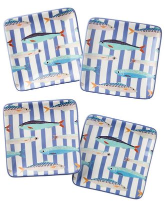 Certified International Something Fishy Set of 4 Canape Plates