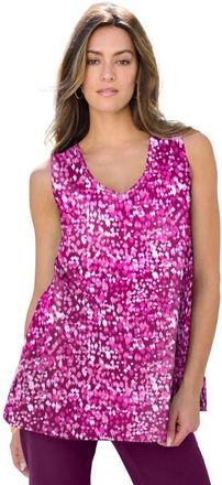 Roaman's Plus Size Cotton Ultimate Swing Tank Top in Berry Multi Speckle at Nordstrom, Size 44