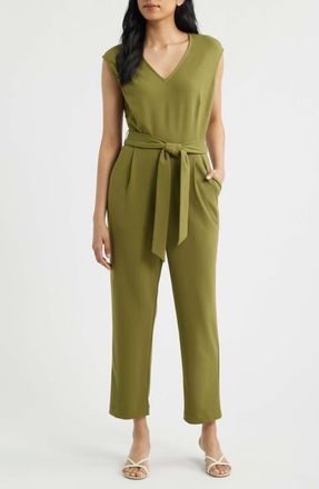 Anne Klein V-Neck Jumpsuit in Bay Leaf at Nordstrom, Size X-Small P