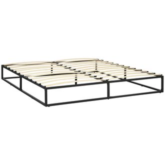 HOMCOM Homcom - Marco De Cama De Acero Altura 25 Cm Estructura De Cama Para Colch&oacute;n 180x200 Cm Somier De Listones De Madera Para 1-2 Personas Estilo Moderno