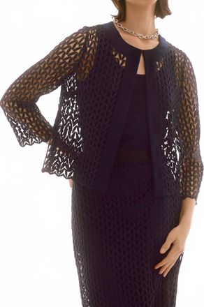 Joseph Ribkoff Guipure And Silky Knit Two Piece Set In Midnight Blue