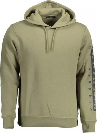 Napapijri Mens Graphic Hoodie Pullover Long Sleeve - Sage Green Cotton - Size 2XL