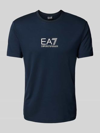 Emporio Armani T-Shirt mit Label-Print in Dunkelblau, Größe XXL