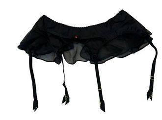 Agent Provocateur Black Silk Suspender Belt Size S