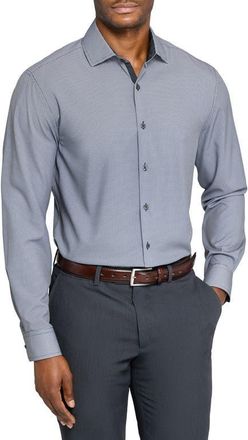 W.R.K Regular Fit Black Micro Houndstooth Performance Dress Shirt in Black/White at Nordstrom, Size 18R