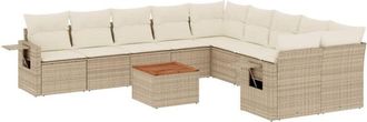 vidaXL Set De Sof&aacute;s De Jard&iacute;n 11pzas Con Cojines Rat&aacute;n Sint&eacute;tico Beige Vidaxl