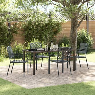 Berkfield Home 5 Piece Garden Dining Set Anthracite Steel in Black