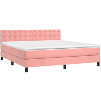 vidaXL Vidaxl - Cama Box Spring Con Colch&oacute;n Terciopelo Rosa 180x200 Cm