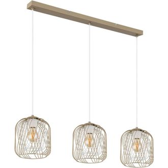 Globo Lighting Lampada a sospensione retro luce a sospensione colore sabbia 3 fiamme sala da pranzo luce a traliccio, metallo, 3x prese E27, LxLxH 84x18x150 cm
