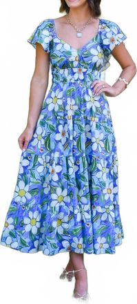 Pinch Design Flirt And Flutter Midi Dress In Blue