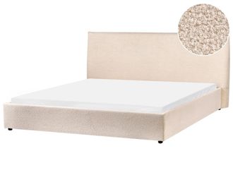 Beliani Cama matrimonial de tejido beige 180x200