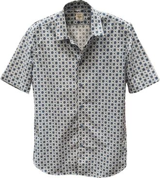 Mazzarelli Green Stone Shirt - Heren - Korte mouwen Overhemden - Blauw - M - Katoen - Overhemden