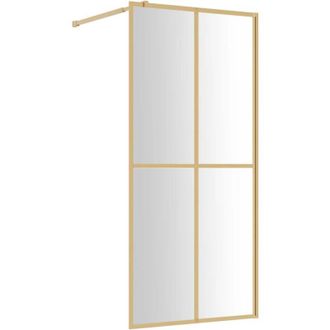 vidaXL Vidaxl - Mampara Puerta De Ducha Vidrio Transparente Esg Dorado 90x195cm
