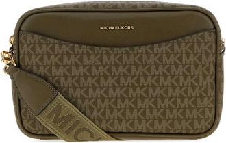 Michael Kors Bev Grote Signature Logo Crossbody Tas - Dames - Schoudertassen - Groen - ONE Size - Polyester - Tassen