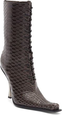 Jeffrey Campbell Rembrandt Pointy Toe Lace-Up Boot in Grey Snake at Nordstrom, Size 6.5
