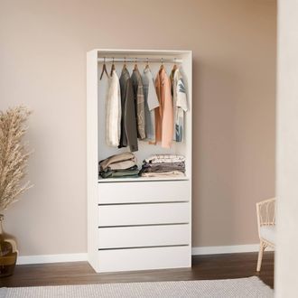 Sweeek Modular Open Wardrobe Drawer & Rail Unit in White