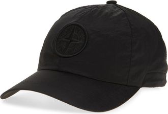 Stone Island Logo Embroidered Baseball Cap in Black at Nordstrom, Size Large