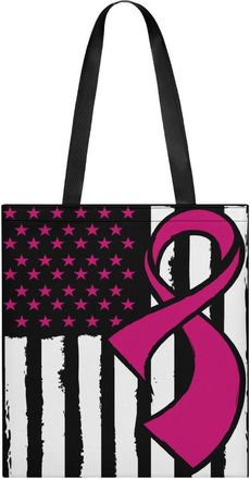 Generic Awareness Ribbon Breast C-ancer Flag Womens Tote Casual Shopping Bag Lightweight Shoulder Bags Hobos Handbag for Work Travel Daily 35x40cm