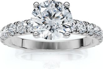 Pompeii3 1 Ct Diamond Round Cut Engagement Ring Single Row 10k White Gold