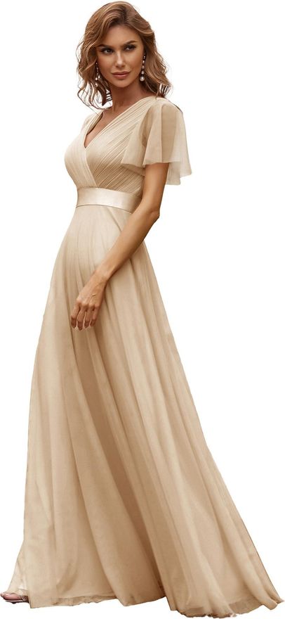 Ever-pretty Womens Double V-Neck Short Flutter Sleeves Empire Waist Elegant  Chiffon Long Mother of The Bride Dresses Royal Blue 18UK from 51.99 - on  Stylight